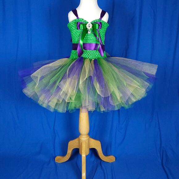 BLACK FRIDAY SALE - TuTu Dress Purple, Green, Black & Gold, Size 6 - 9 Youth NWT - Picture 5 of 10